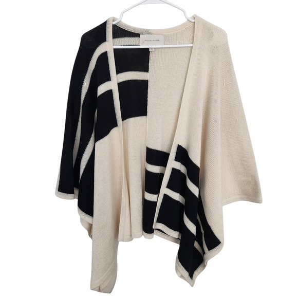 Brochure Walker Alpaca Blend Knit Cardigan Kimono Cream & Black OS Designer Cozy - Picture 1 of 8